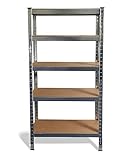 Ondis24 Metallregal Basti, Lagerregal 70 x 30 x 149 (H) cm, Kellerregal Silber, Steckregal mit 5...