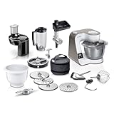Bosch Küchenmaschine Serie 4 mit Waage, Edelstahl-Schüssel spülmaschinenfest, Mixer, Fleischwolf,...