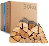 30kg Kaminholz Buche Brennholz - Kammergetrocknetes Feuerholz 30cm Scheite für Kamin, Ofen &...
