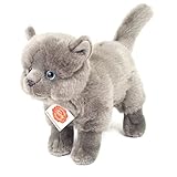 Teddy Hermann 91836 Kartäuserkatze stehend 20 cm, Kuscheltier mit idealem Recyclinganteil...