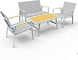 RANSENERS Premium Gartenmöbelset Wetterfest 4 Personen Outdoor - inkl. 2 Sessel Gartenbank Tisch -...