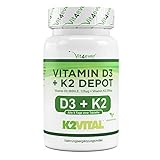 Vitamin D3 + K2 Depot - 180 Tabletten mit 5000 I.E + Vitamin K2 200 mcg pro EINER Tablette - 99,7+%...