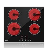 Glaskeramikkochfeld, WEHIMO Glaskeramikkochfeld 4 platten, 59cm, 6000W, 4 Kochzonen...