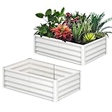 Hochbeet Metall, 244 x 122 x 61 cm Gartenbeet Rostfrei Verzinkt sehr stabil, Pflanzbeet für...