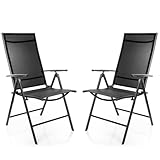 BigDean 2 Stück Gartenstühle 120 kg belastbar Balkonstühle Gartenstuhl - Klappstuhl mit 7-Fach...