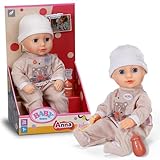 BABY born Anna 36 cm - Babypuppe mit beigem Strampler - Weiche Puppe mit Stoffkörper, Schlafaugen &...