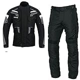 WMW WALI MOTO WEAR Herren Motorradkombi Kombi Motorrad Hose Jacke Textil Schwarz Protektoren...