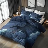 Nacht Himmel Bettwäsche 155x220 Bügelfreie - Tiere Drache Wolke Muster, Renforce Wendebettwäsche...