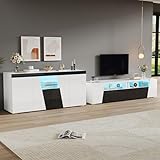 REXO Fernsehschrank Hochglanz 180 * 38.5 * 45cm, Kombination aus TV-Schrank und Beistellschrank mit...