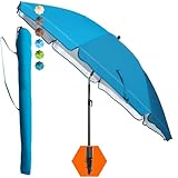 4smile Sonnenschirm Strand SunnyJoy, Blau - UPF 50+ Strandschirm Ø 200 cm, sicherer Sonnenschutz...