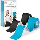 Health Press® Kinesiotapes - 2 Kinesiologie Tape Rollen Blau + Schwarz (5cm x 5m) Kinesiotape -...