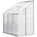 Outsunny Gewächshaus Aluminium Beistell-Gewächshaus 192 x 127 x 214 cm Tomatenhaus mit Tür...