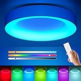 Matane LED Deckenleuchte RGB Dimmbar 24W, Deckenlampe mit Fernbedienung, Lampen Farbwechsel...