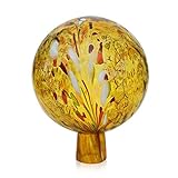 Lauschaer Glas Gartenkugel Rosenkugel mit Granulat gold d 12cm mundgeblasen handgeformt