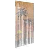 vidaXL Insekten-Türvorhang Palmendruck 100x200 cm Bambus, Fliegenvorhang, Tür Fliegengitter,...
