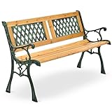 Juskys Gartenbank Sanremo - 2-Sitzer Holzbank mit Armlehnen & Rückenlehne - wetterfeste Sitzbank...