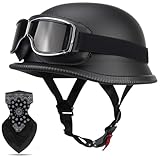 Labzaa Vintage Deutsche Motorrad Halbschalenhelm mit ECE, Retro Half Öffnen Jethelm mit...