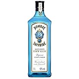 Bombay Sapphire London Dry Gin, 40 Vol-%, 100 cl / 1 L, zu 100% per Dampfinfusion destillierte...