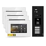 SCHUTZER EVO HD Video Türsprechanlage mit Fingerprint und RFID für 4-Familienhaus - Komplettset...