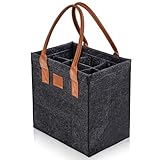 Flaschenträger für 6 Flaschen 1,5l aus Filz – extra stabil, grau, für Bier, Wein &...