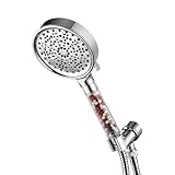 Hochdruck-Duschkopf, großes Panel (12 cm), 6 Modi Filter, Wassersparend, Ionisch, Steinfilter,...