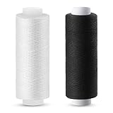 Tundi Nähgarn, Schwarz und Weiß, 2 Stück 200 yards, Polyester-Nähmaschinengarn für...