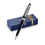 Waterman Expert Kugelschreiber | Hochglänzend Schwarz mit Chromzierteile | Mittlere Spitze | Blaue...