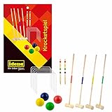 Idena 40609 - Krocket Spiel für Kinder, Croquet mit Schlägern, Bällen und Zielmarkierungsstäben...