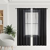 NINGBAI 2Er Set Sheer Voile Vorhänge 70 x 160 cm Transparente Gardine aus Voile Polyester...