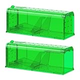 Teletrogy Mausefalle Lebend 2er Set, Tierfreundliche Rattenfalle mit Köderbox...