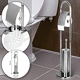 Aquamarin® Stand WC-Garnitur - 81/22/22 cm aus Edelstahl, in Silber - WC Bürste,...