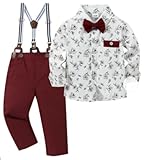 DISAUR Kleinkind Jungen Anzug Baby Anzug formelle Hochzeitskleid Kleidung, Rot, 12-18 Monate