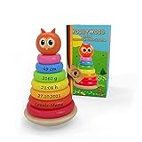 WoodyWood® - Personalisierter Eulen-Stapelturm aus Holz für Baby und Kinder ab 1 Jahr, 10-teilige...