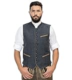 Schöneberger Trachten Couture Herren Trachtenweste Hubertus - Lodenweste Vintage Blau - Weste...