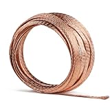 SWAWIS 6m Flaches Kupfergeflechtdraht, Breite 7mm Kupfergeflecht Kabel, 3mm² Blanker Kupferdraht...