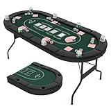 DREAMADE Faltbarer Pokertisch für 8 Spieler, Poker Table Spieltisch mit Getränkehalter, Poker...