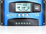 60A MPPT SolarLaderegler, Solar Ladegerät Controller mit LCD Display Dual USB mehrere...