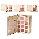 Make-up-Palette Buch | 12 Lidschattenfarben, Perlmutt, Buchstil mit 4 Rouge und 4 , für Frauen,...