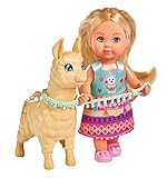 Simba 105733497 - Evi Love Puppe im süßen Outfit mit Alpaka und Leine, 12cm, Für Kinder ab 3...