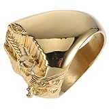 ibasenice Goldener Herrenring aus Edelstahl im Ägyptischen Pharaonen design Stilvolles Siegelring...