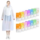 14er Set Regenponcho Einweg, Einmal Regencape mit Kapuze, Einweg Regenjacke, Regenumhang Transparent...