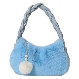 Kexpery Plüsch-Handtasche für Damen, einfarbig, Unterarmtasche, vielseitig, lässig,...