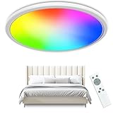 24W LED Deckenleuchte mit Fernbedienung, 29.5cm RGB Farbwechsel Deckenlampe LED Panel mit 4000K...