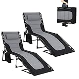 LIFERUN XXL Sonnenliege klappbar 2er Set, 199×66×35 cm Liegestuhl mit 5-Fach Verstellbarer...