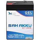 NRG Akku 6V 5Ah Kinderauto GEL Profi Blei-Akku Elektroauto extrem zyklenfest Hochleistungsakku...
