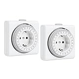 G-Homa Mechanische Zeitschaltuhr Steckdose, 2er Set Analoge Zeitschaltuhr für Innenbereich mit 96...