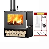 Gusseisen Holzofen 10kW, Kamin Holzofen, Robuster Neuer Holzofen Wohnzimmer Holzofen Deko, Mit...