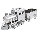 Hohopeti Edelstahl Dampf Lokomotive Modell mit Wagen Retro Zugdekoration Vintage Schreibtisch Figur...