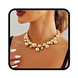 Handcess Boho Chunky Choker Halskette Gold Punk Perlen Halsketten Dicke Halskette Kette für Frauen