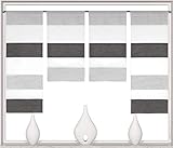 Design Mini Flächenvorhang Set anthrazit 2291 | 4 Teile | Scheibengardine Gesamtbreite 120cm...